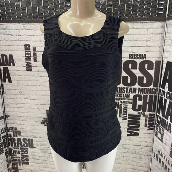 Calvin Klein L Black Textured Lined Tank Top - Picture 1 of 6